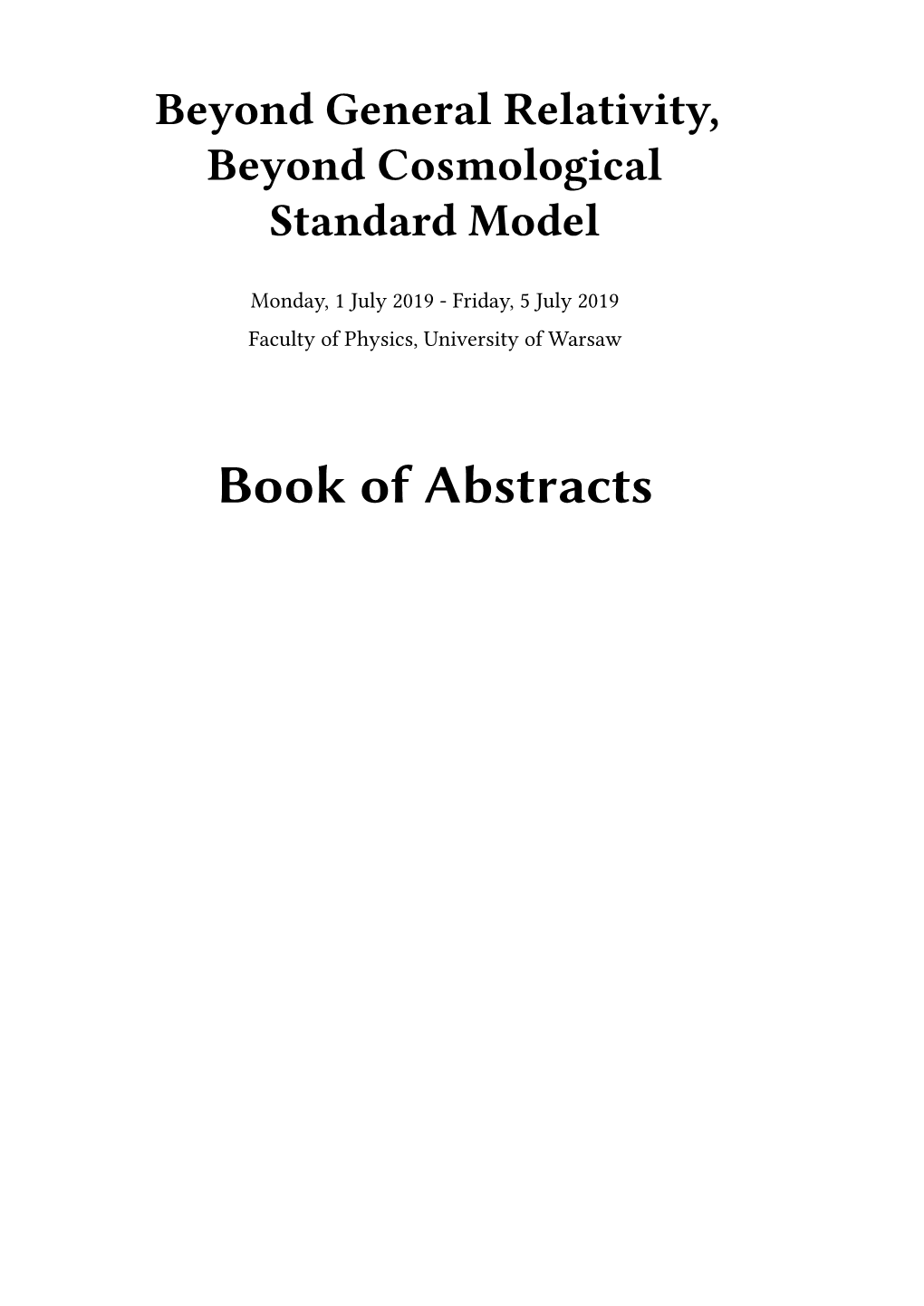 Book of Abstracts Ii Contents