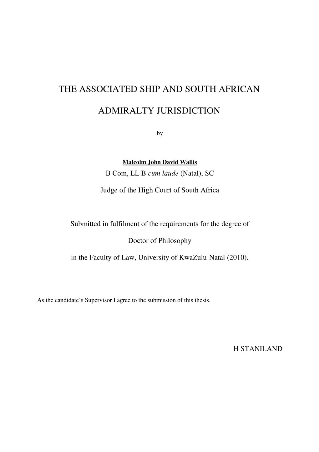 The Associated Ship and South African Admiralty Jurisdiction