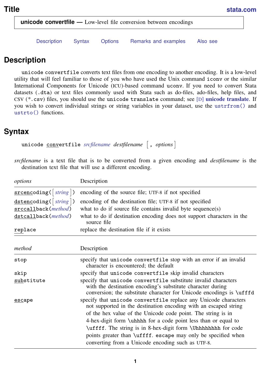 Unicode Convertfile Converts Text ﬁles from One Encoding to Another Encoding