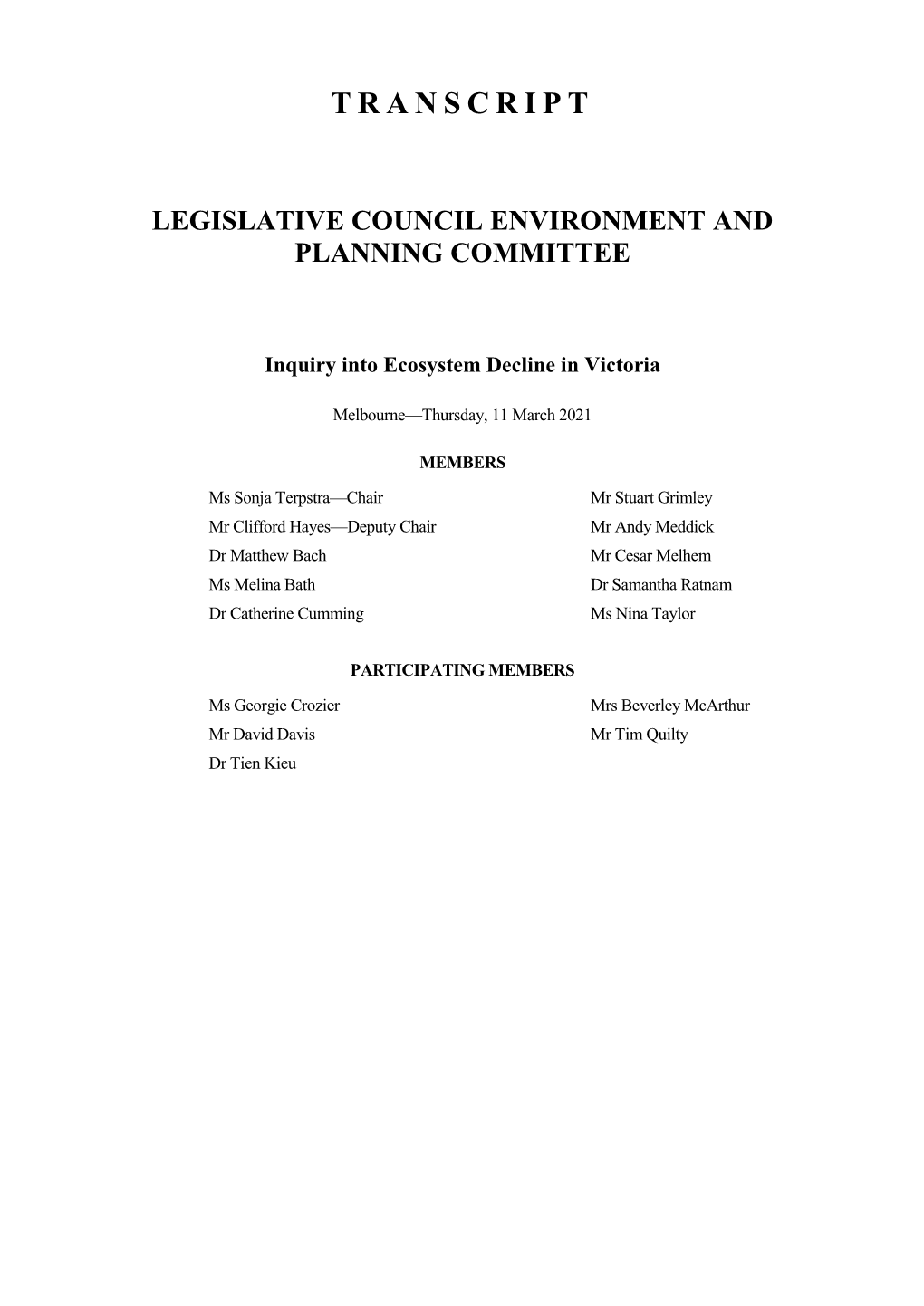 Transcript Legislative Council Environment