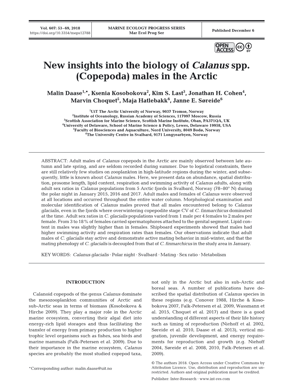 New Insights Into the Biology of Calanus Spp.(Copepoda) Males in the Arctic