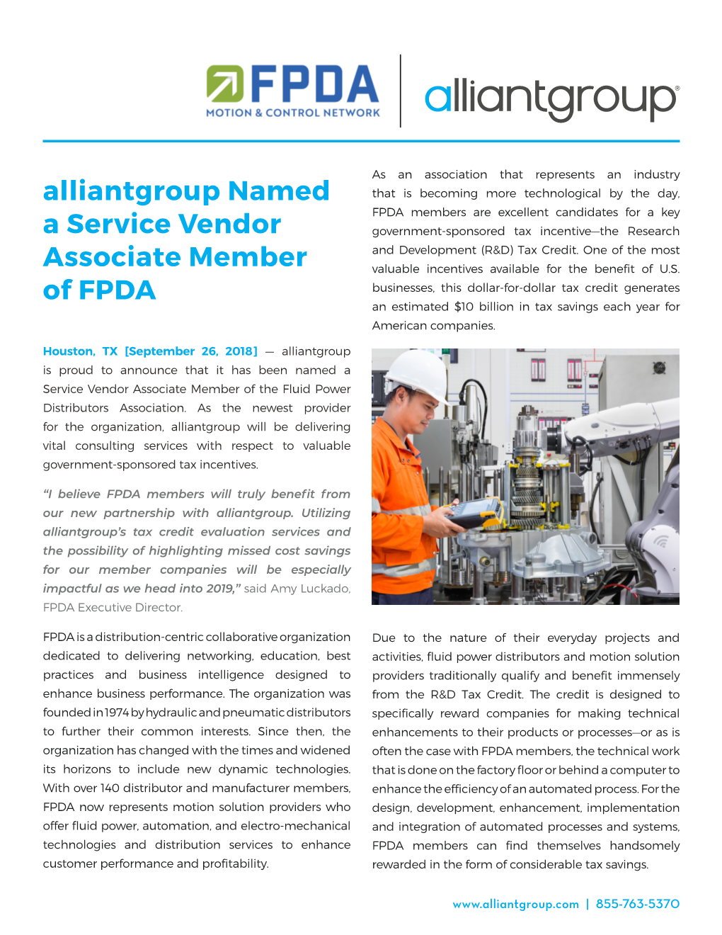 Alliantgroup Named a Service Vendor Associate Member of FPDA
