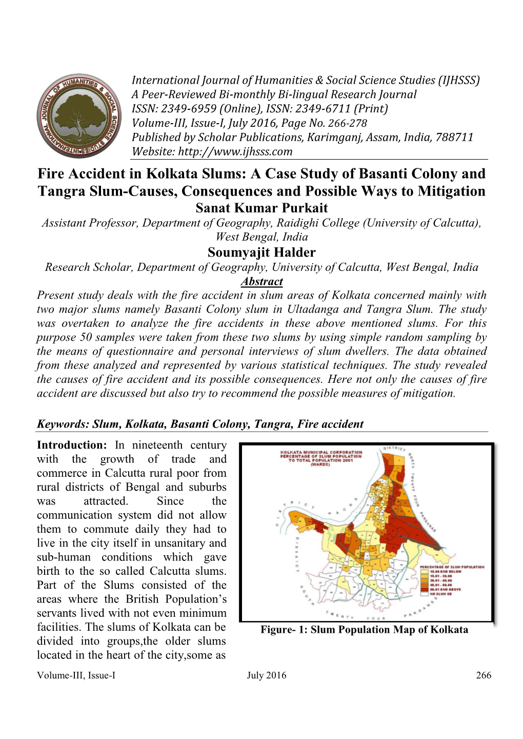 Fire Accident in Kolkata Slums: a Case Study of Basanti Colony And