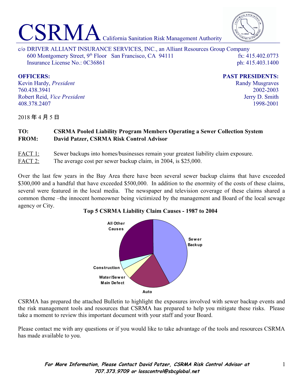 The CSRMA Liability Committee Would Like You to Consider the Following