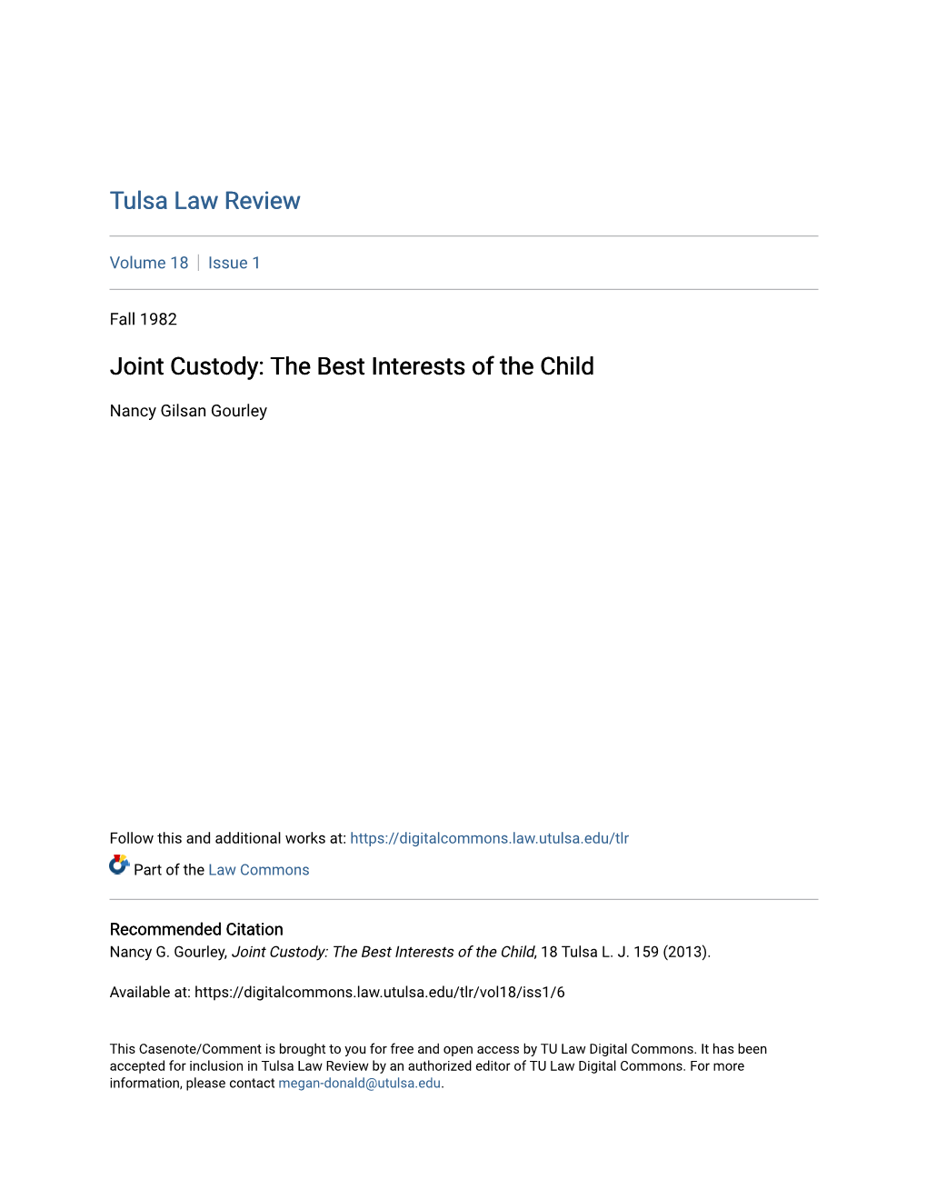 Joint Custody: the Best Interests of the Child