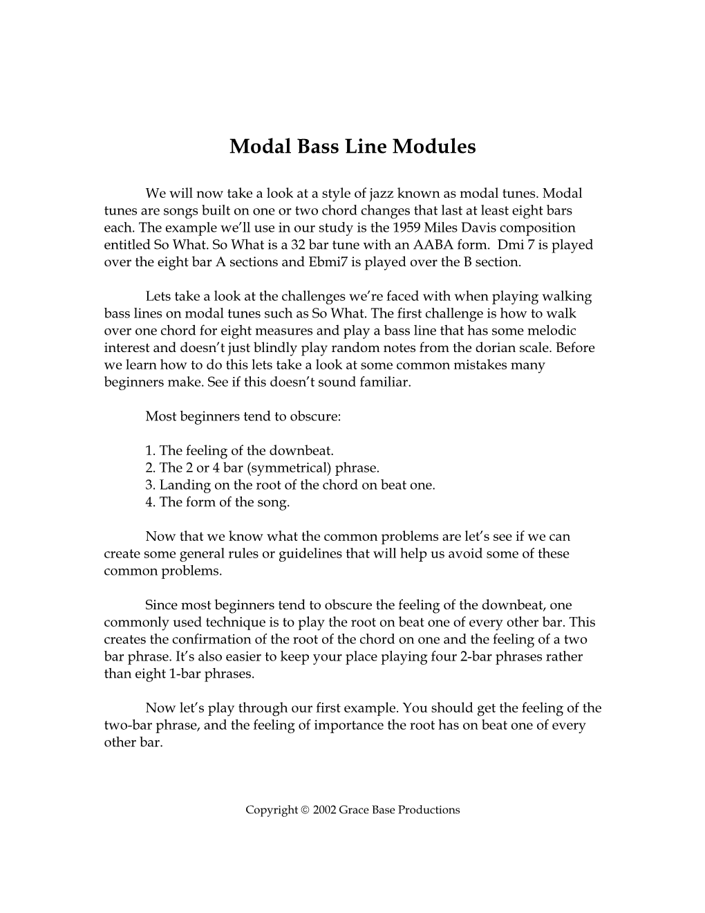 Modal Bass Line Modules