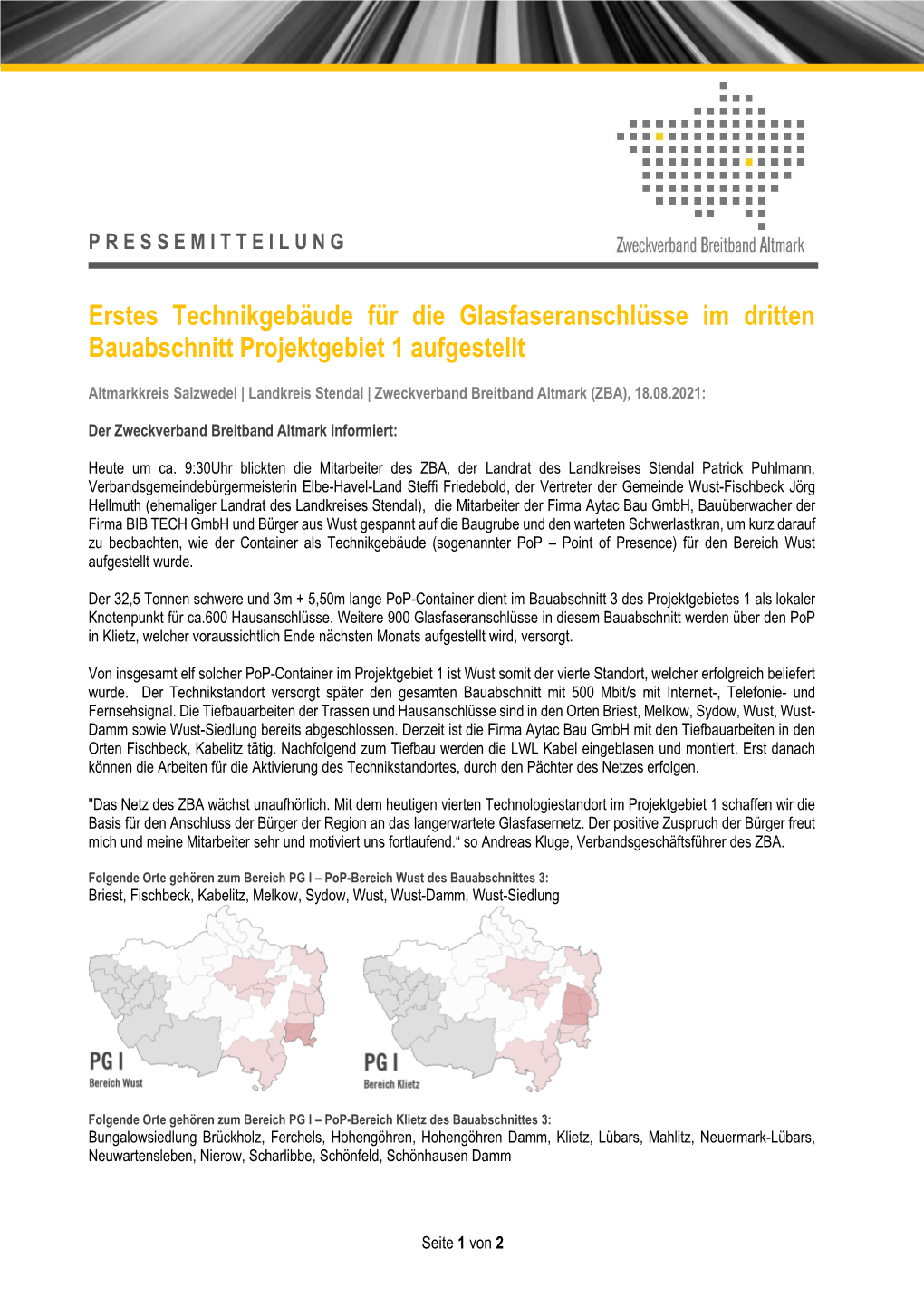 Erstes Technikgebäude Für Die Glasfaseranschlüsse Im Dritten Bauabschnitt Projektgebiet 1 Aufgestellt