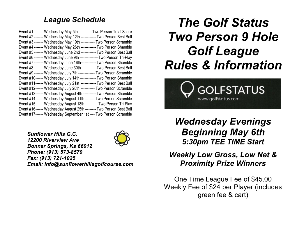 2021 Golfstatus League Registration Form