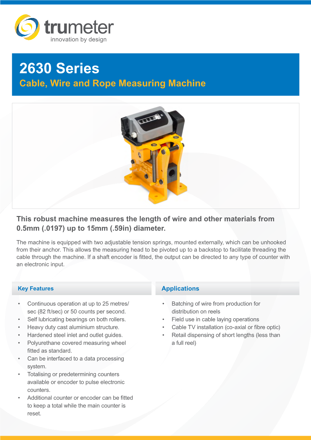 2630 Series Cable, Wire and Rope Measuring Machine