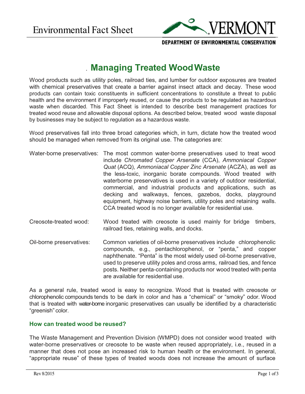 Managing Treated Wood Waste