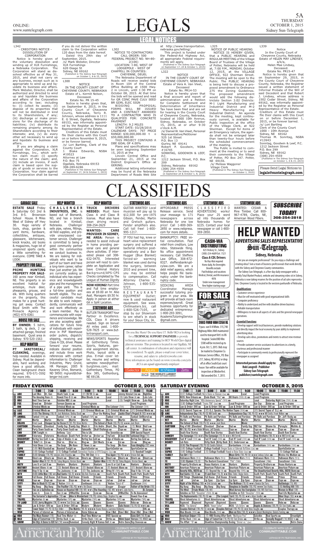 Legals Classifieds