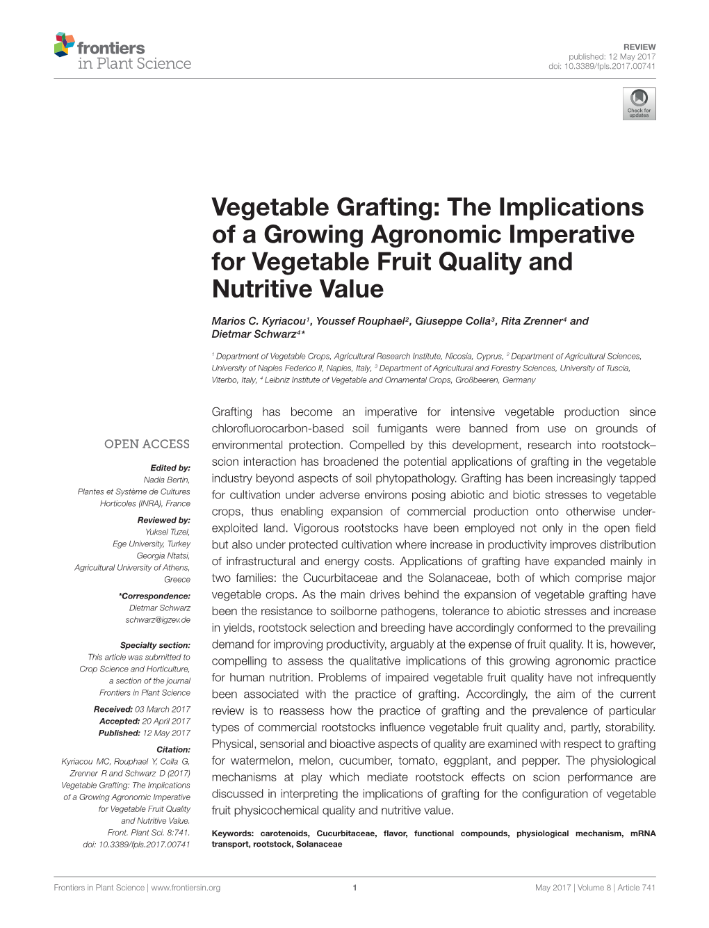 The Implications of a Growing Agronomic Imperative for Vegetable Fruit Quality and Nutritive Value