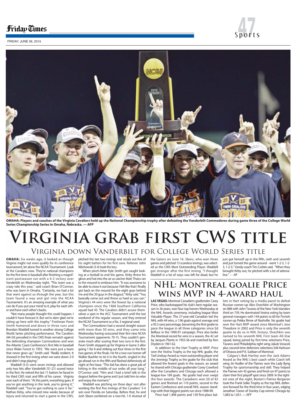 Virginia Grab First CWS Title Virginia Down Vanderbilt for College World Series Title