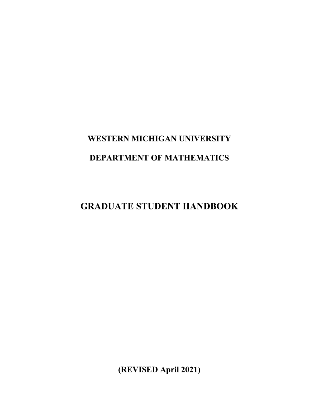 Graduate Student Handbook