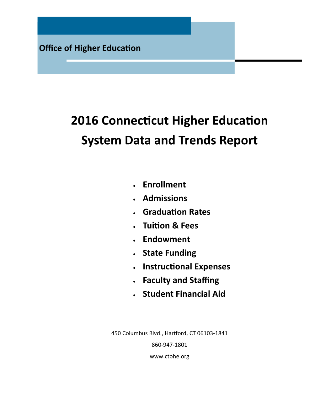 2016 Connecticut Higher Education System Data and Trends Report