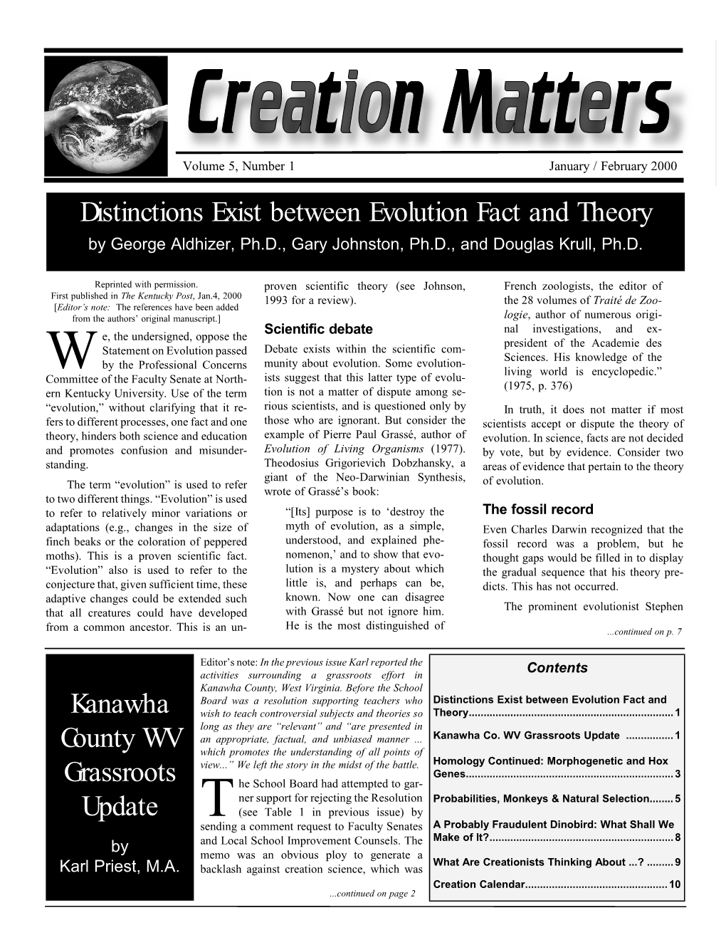 Creation Matters 2000 Vol 5, Num 1.Pdf