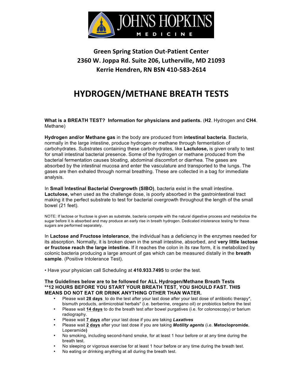 Hydrogen/Methane Breath Tests