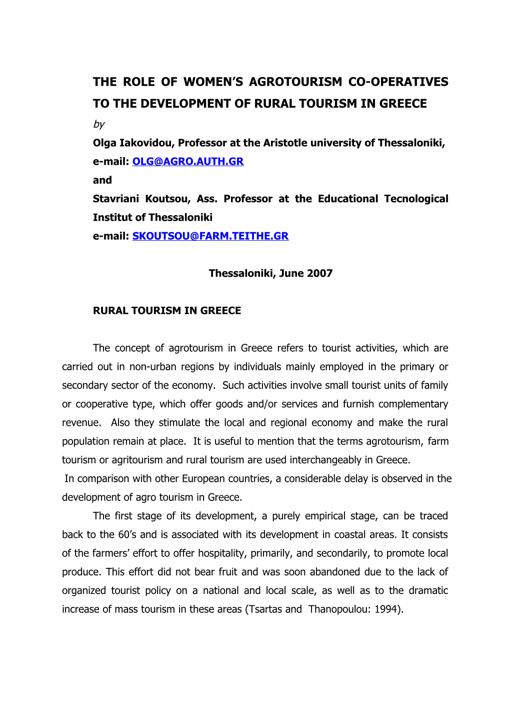 Εισήγηση Στο Διεθνές Συνέδριο Της ICA Με Θέμα: Local Society and Global Economy: the Role