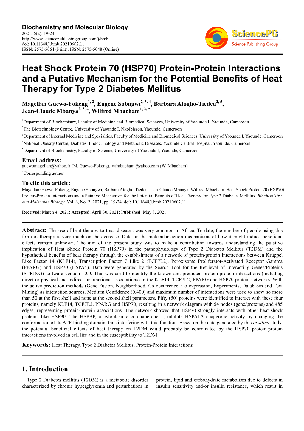 Heat Shock Protein 70 (HSP70) Protein-Protein Interactions and a Putative Mechanism for the Potential Benefits of Heat Therapy for Type 2 Diabetes Mellitus