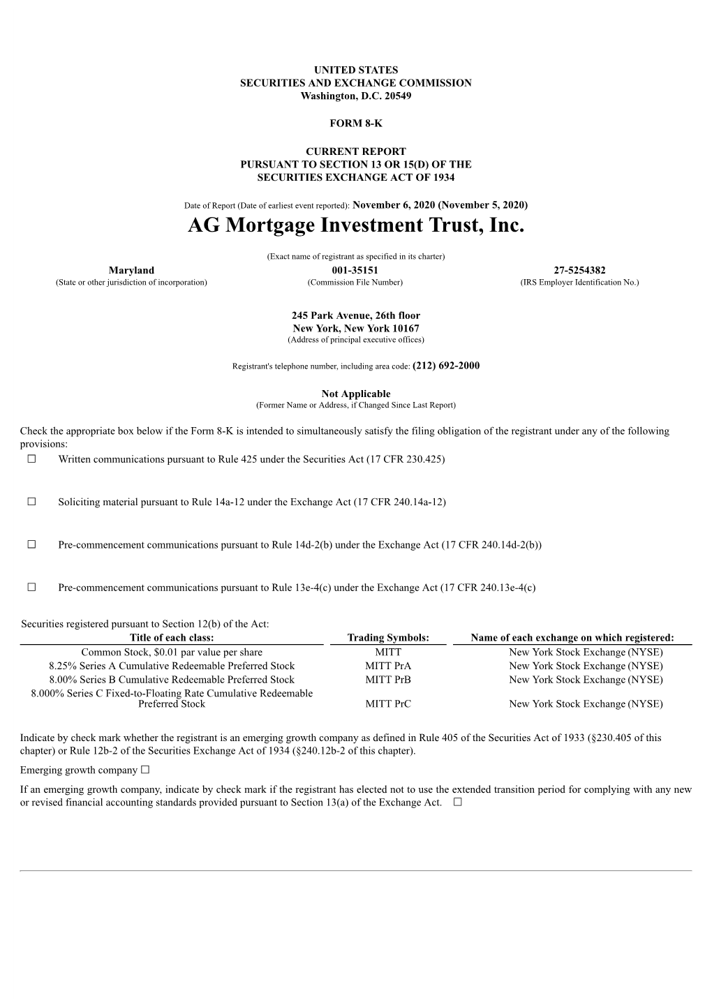 AG Mortgage Investment Trust, Inc