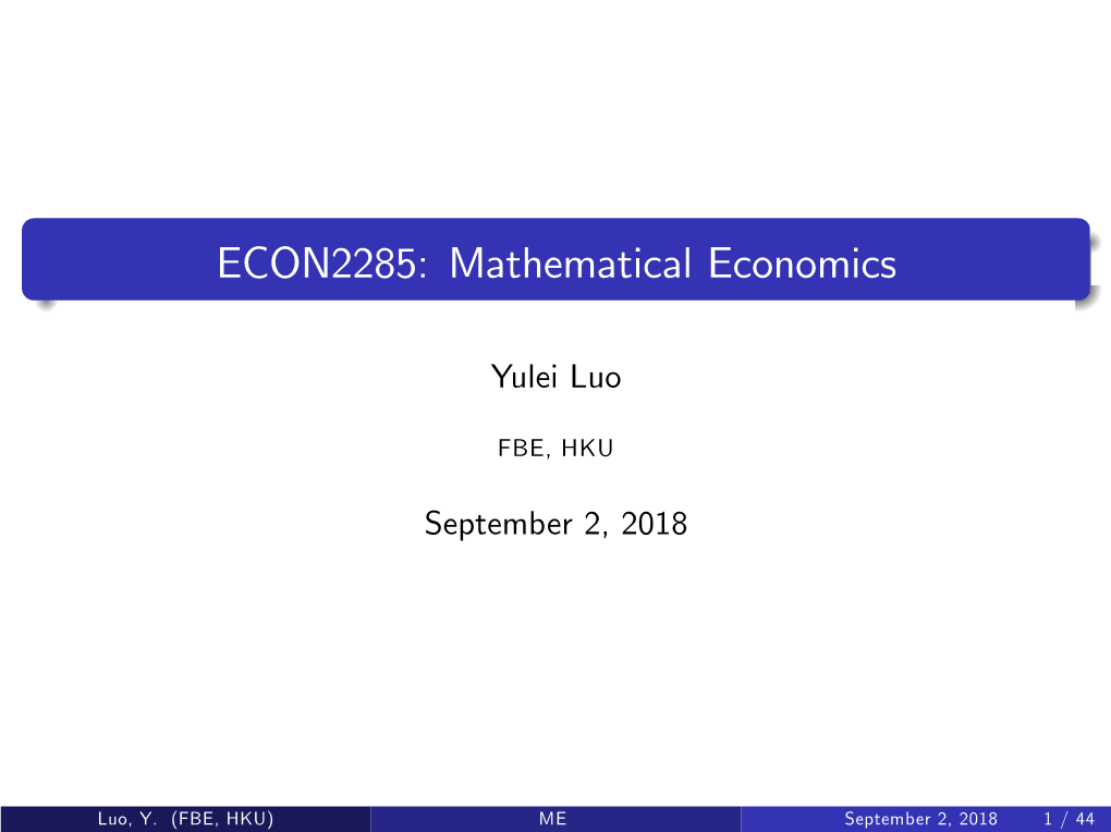 ECON2285: Mathematical Economics