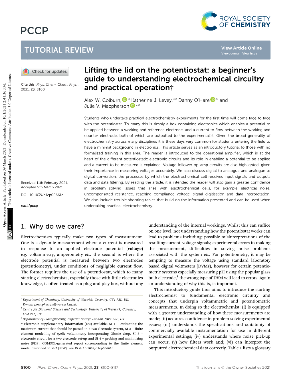 Lifting the Lid on the Potentiostat: a Beginner’S Guide to Understanding Electrochemical Circuitry Cite This: Phys