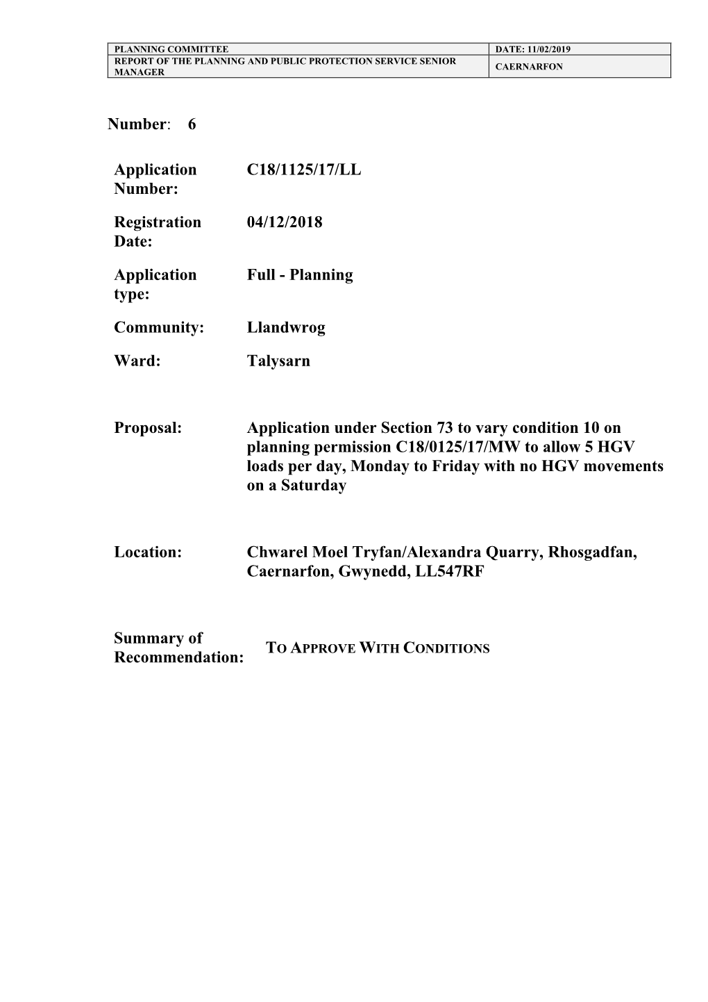 PWYLLGOR CYNLLUNIO DYDDIAD «Planning Ctte Date»