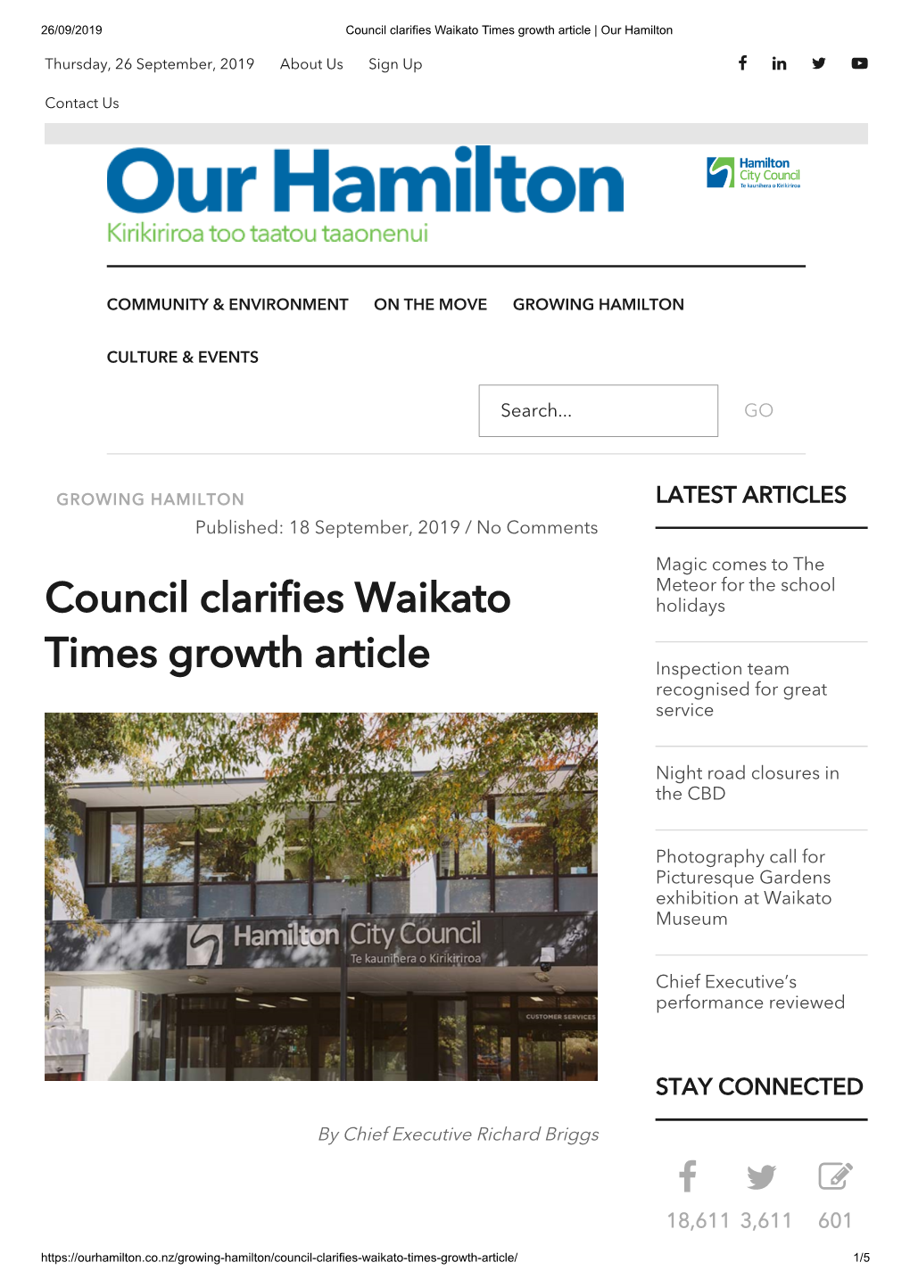 Council Clarifies Waikato Times Growth Article | Our Hamilton