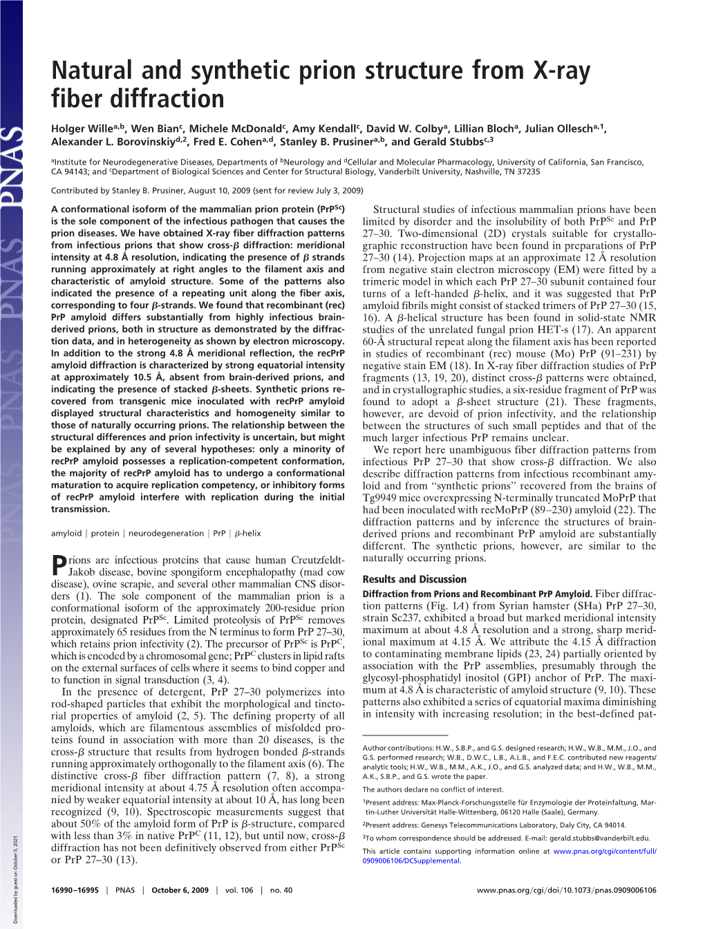 Natural and Synthetic Prion Structure from X-Ray Fiber Diffraction