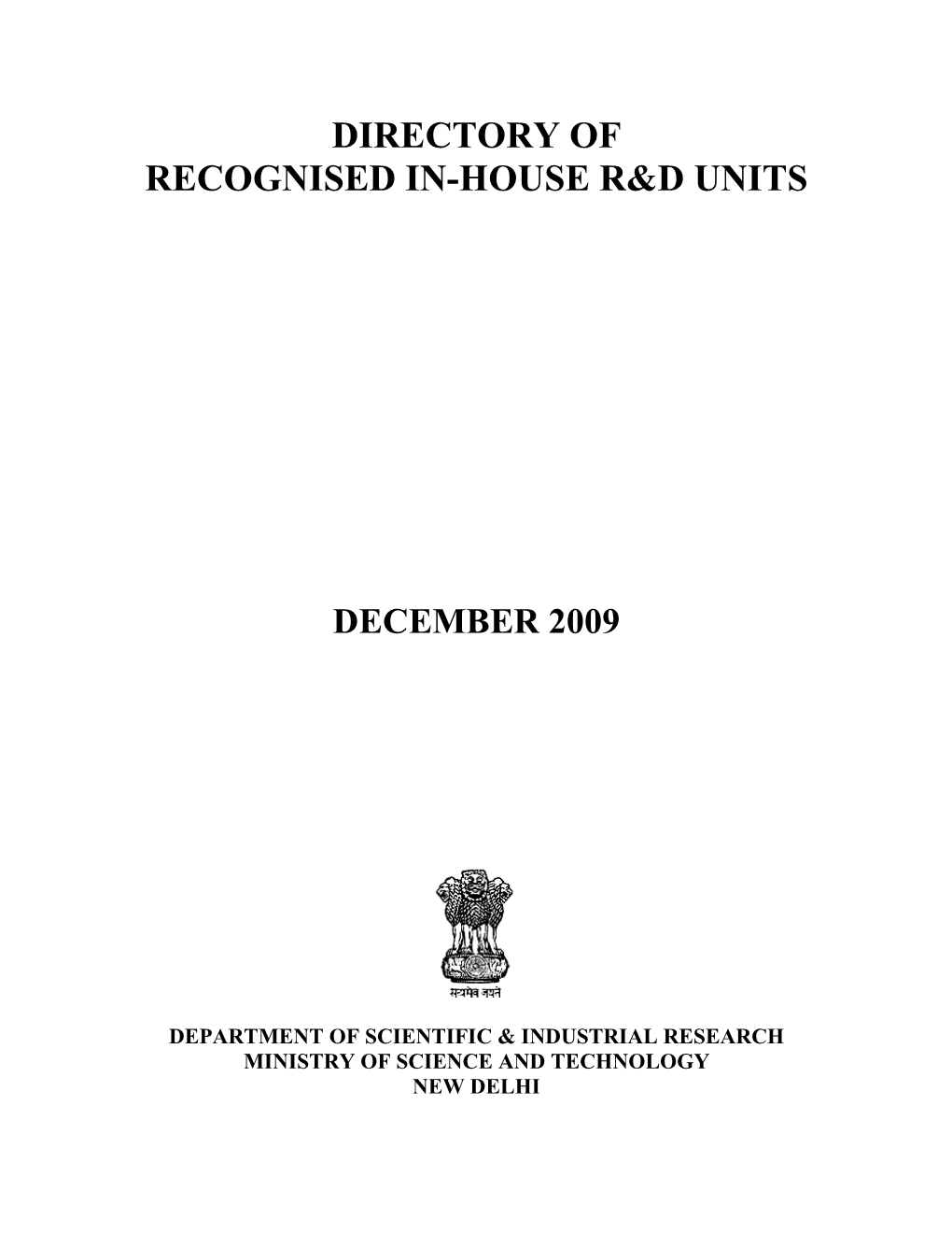 Directory of Recognised In-House R&D Units