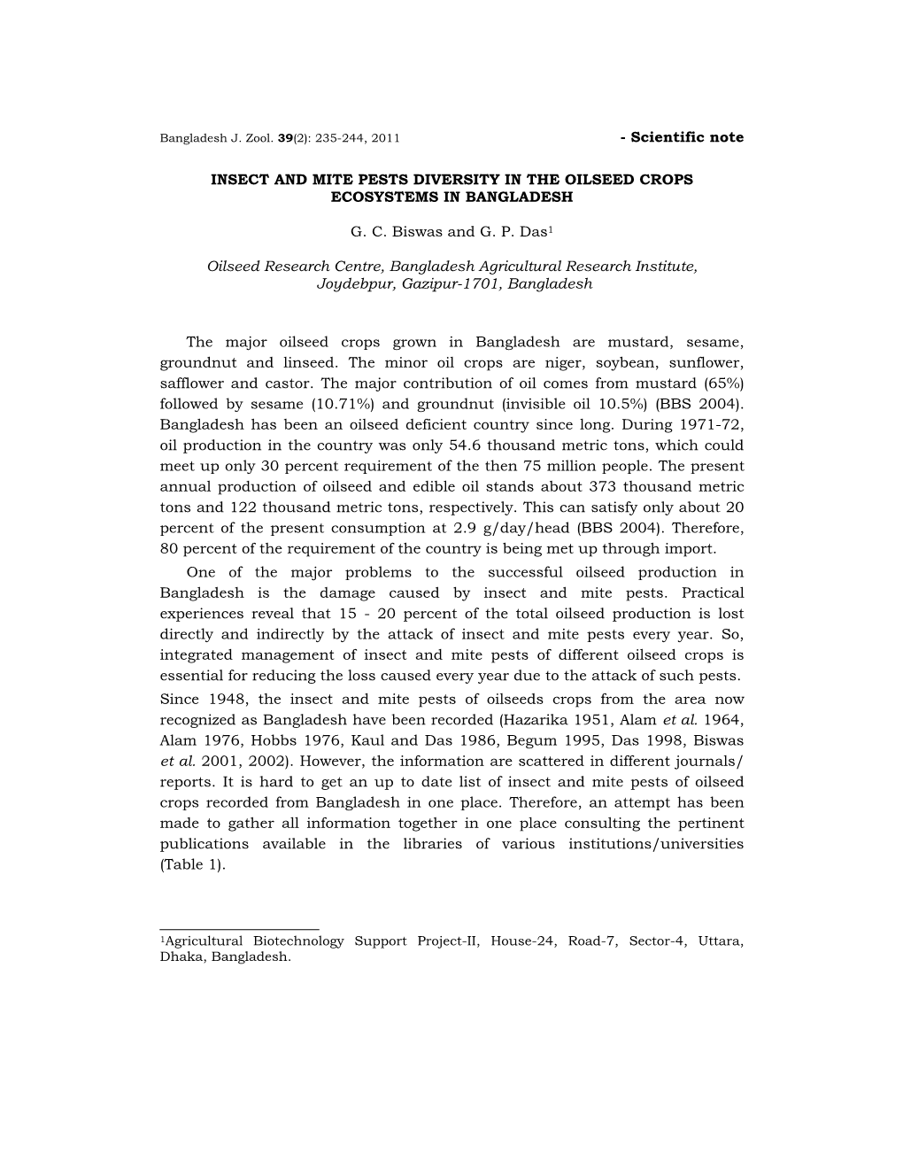 Scientific Note INSECT and MITE