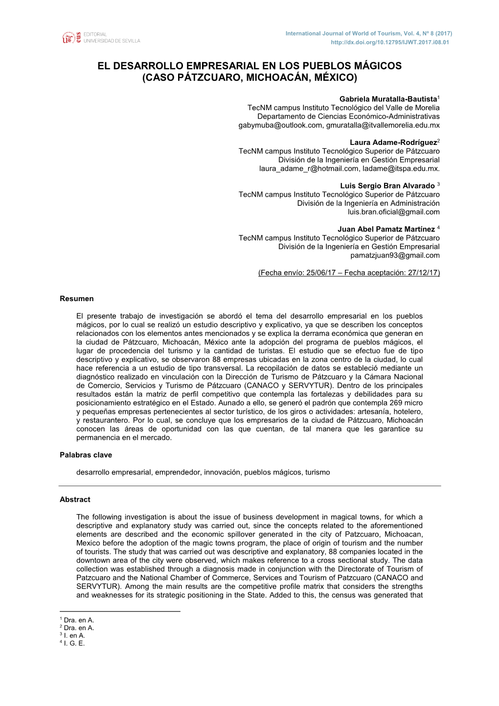 El Desarrollo Empresarial En Los Pueblos Mágicos (Caso Pátzcuaro, Michoacán, México)