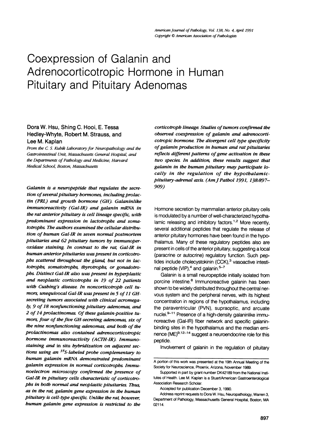 Adrenocorticotropic Hormone in Human Pituitary and Pituitary Adenomas