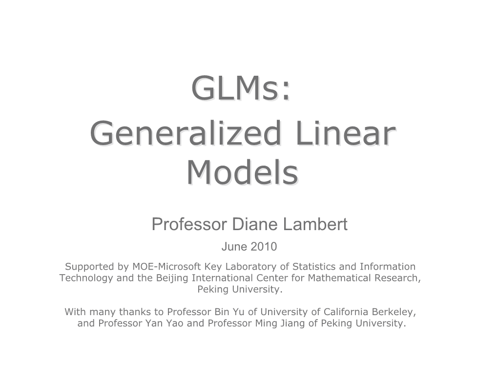 Glms: Generalized Linear Models