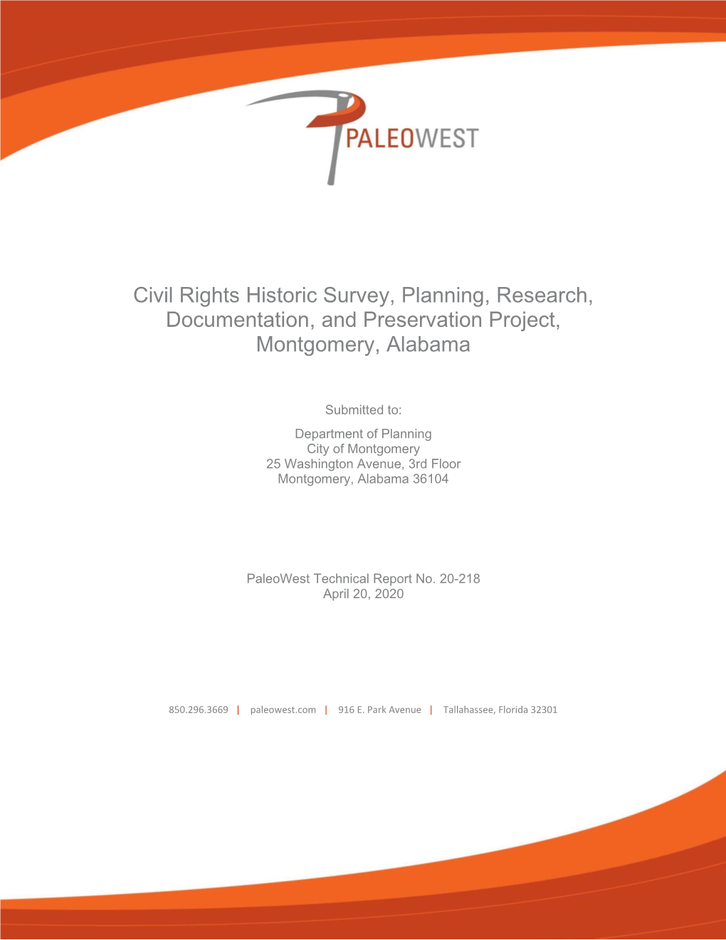 Civil Rights Historic Survey, Planning, Research, Documentation, and Preservation Project, Montgomery, Alabama