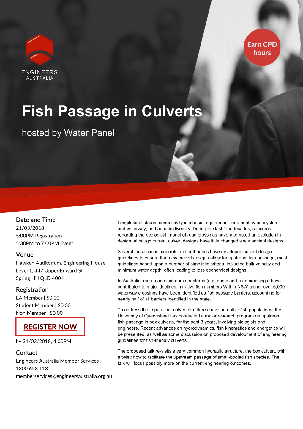 Fish Passage in Culverts Hosted by Water Panel