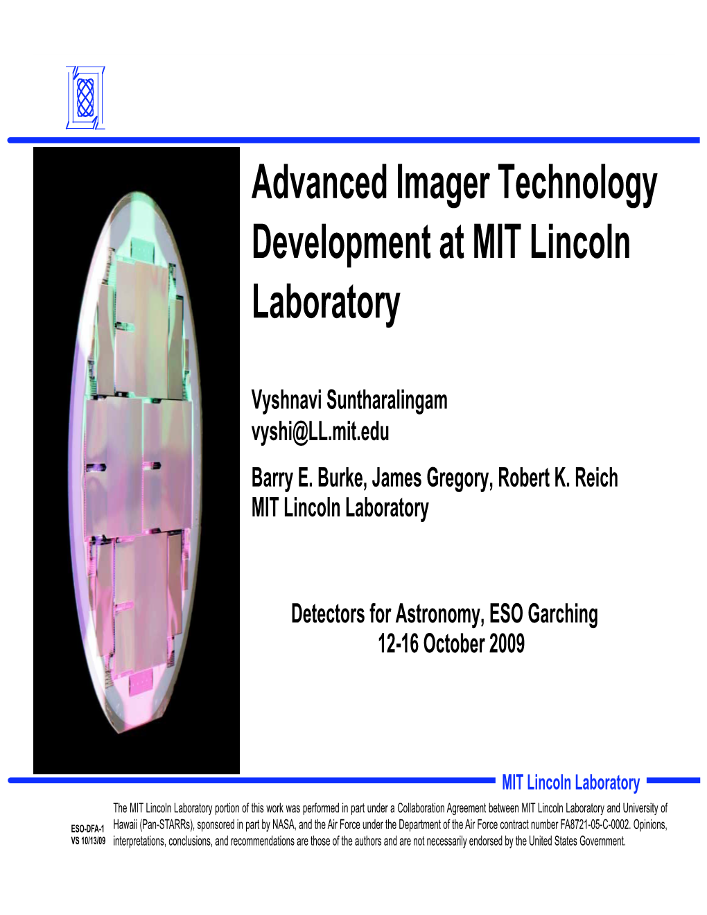 Advanced Imager Technology Development at MIT Lincoln Laboratory
