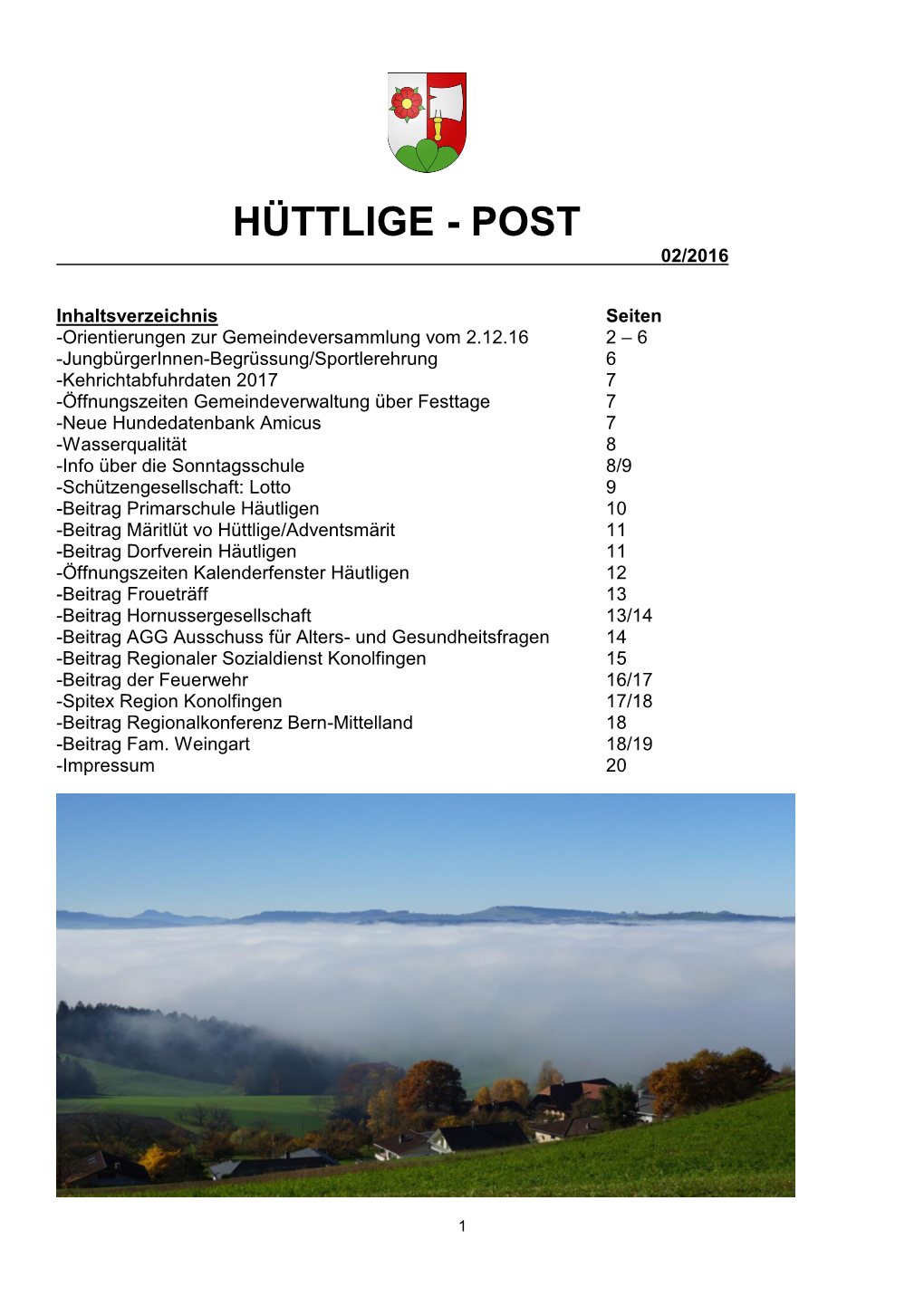 Hüttlige - Post 02/2016