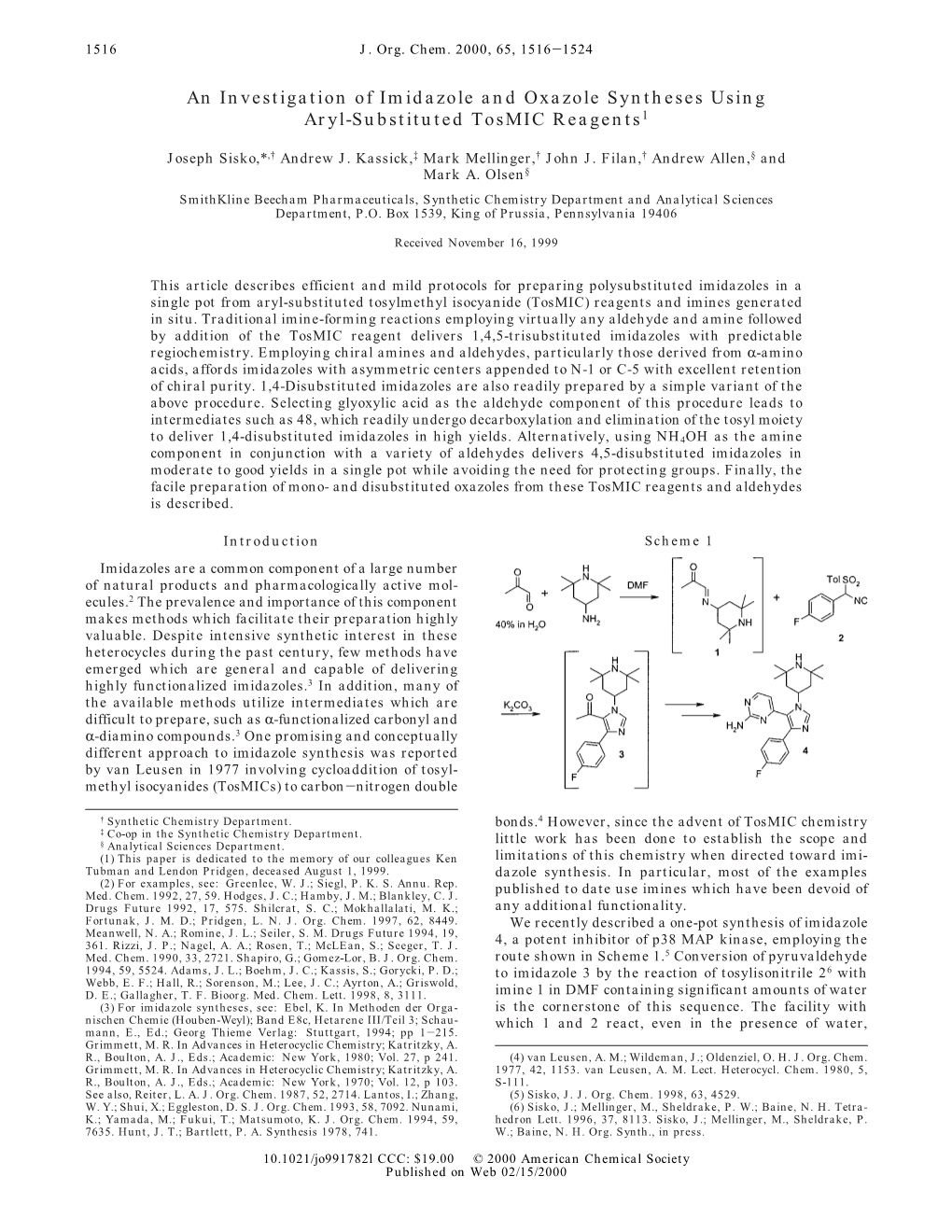 An Investigation of Imidazole and Oxazole Syntheses Using Aryl-Substituted Tosmic Reagents1