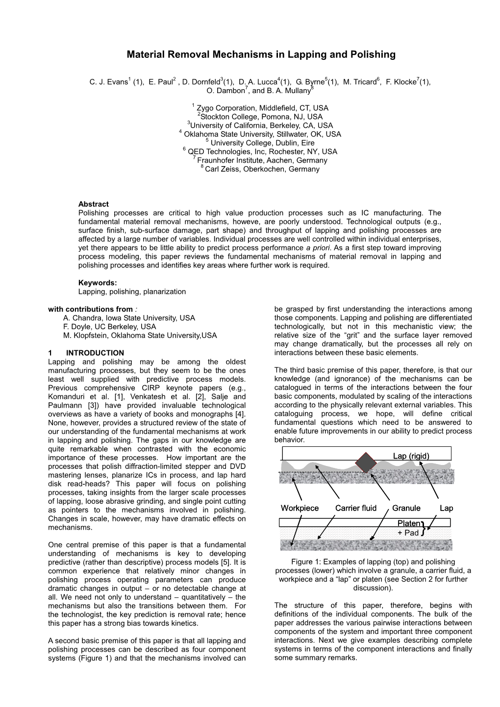 Material Removal Mechanisms in Lapping and Polishing