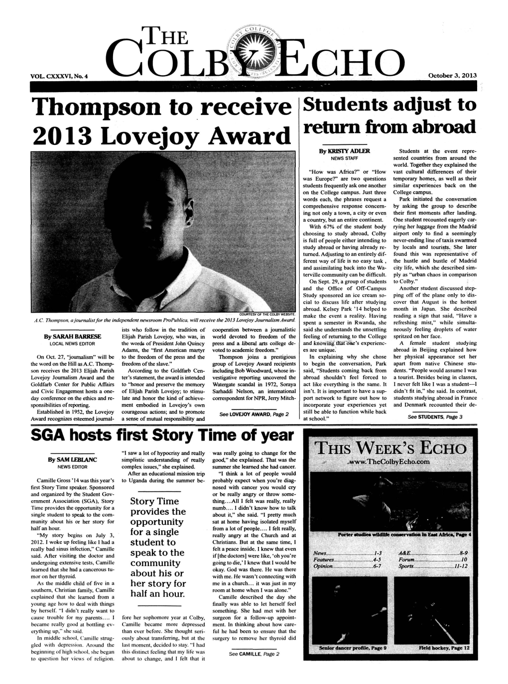 Thompson to Receive 2013 Lovejoy Award