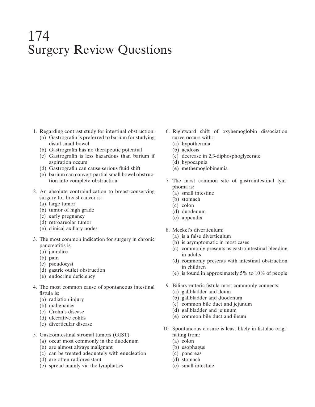 Surgery Review Questions