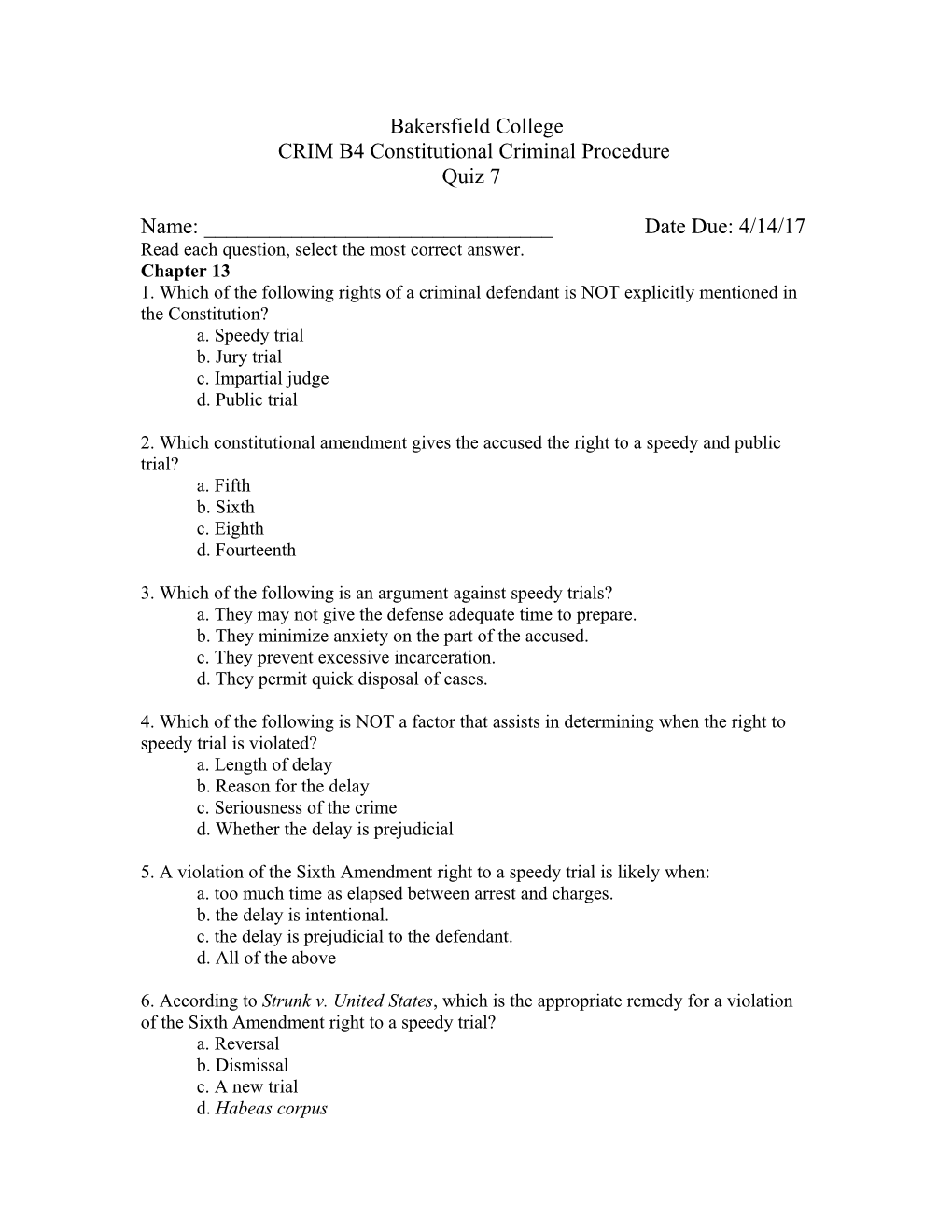 CRIM B4 Constitutional Criminal Procedure