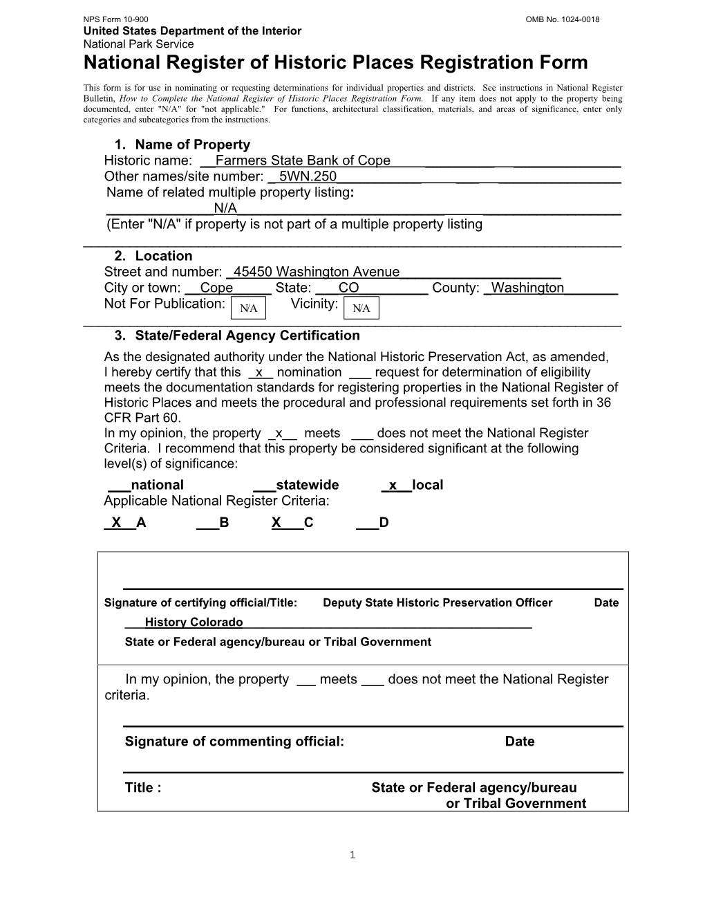 National Register of Historic Places Registration Form