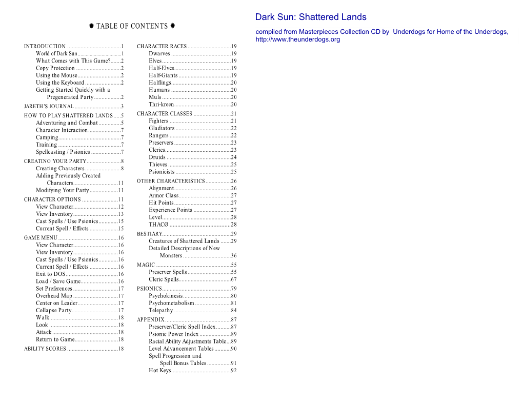 Dark Sun: Shattered Lands