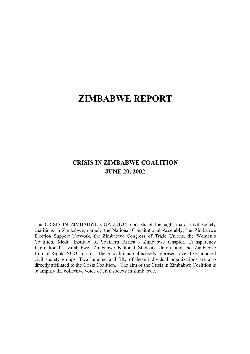 Zimbabwe Report