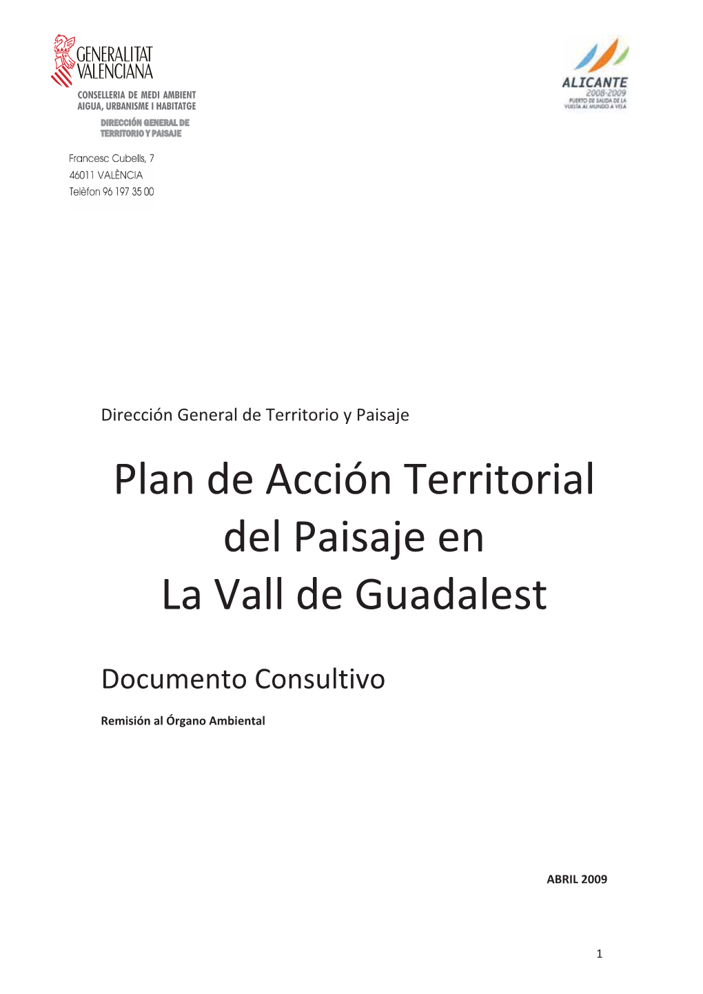 Plan De Acción Territorial Del Paisaje En La Vall De Guadalest