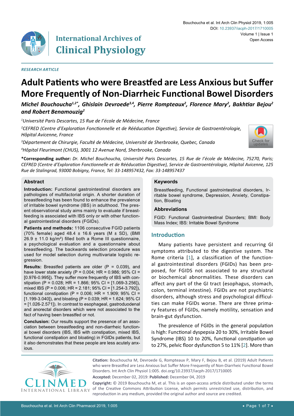 Adult Patients Who Were Breastfed Are Less Anxious but Suffer More