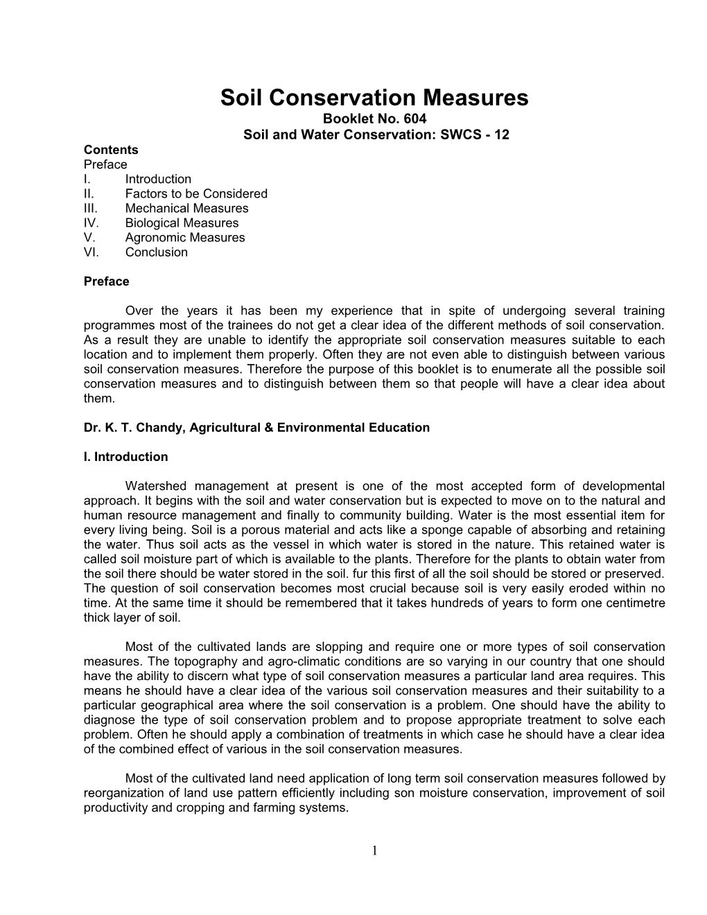 Soil Conservation Measures