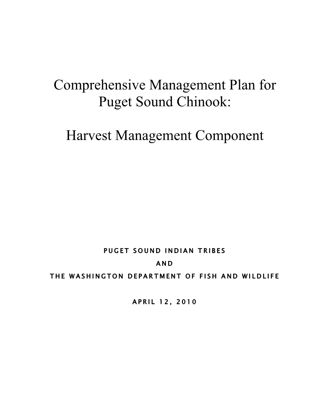 Comprehensive Management Plan for Puget Sound Chinook